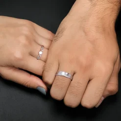 Silver Glowing in Love Couple Rings