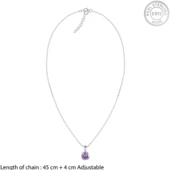 Silver Gracious Purple Pendant with Link Chain