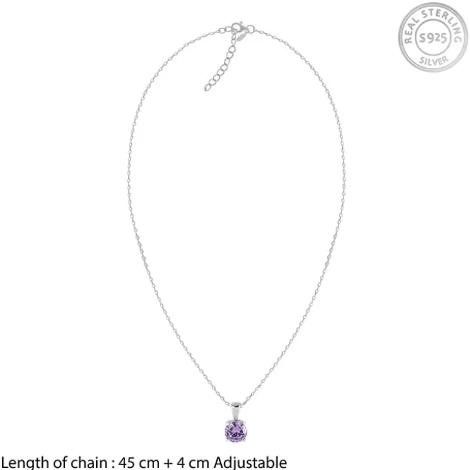 Silver Gracious Purple Pendant with Link Chain