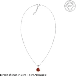 Silver Gracious Red Pendant with Link Chain