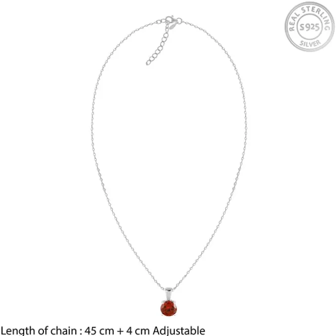 Silver Gracious Red Pendant with Link Chain