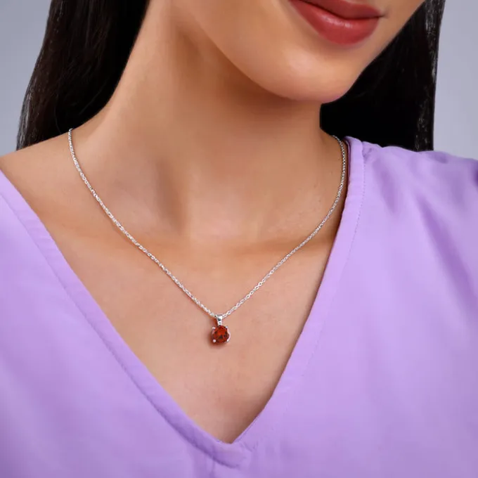 Silver Gracious Red Pendant with Link Chain