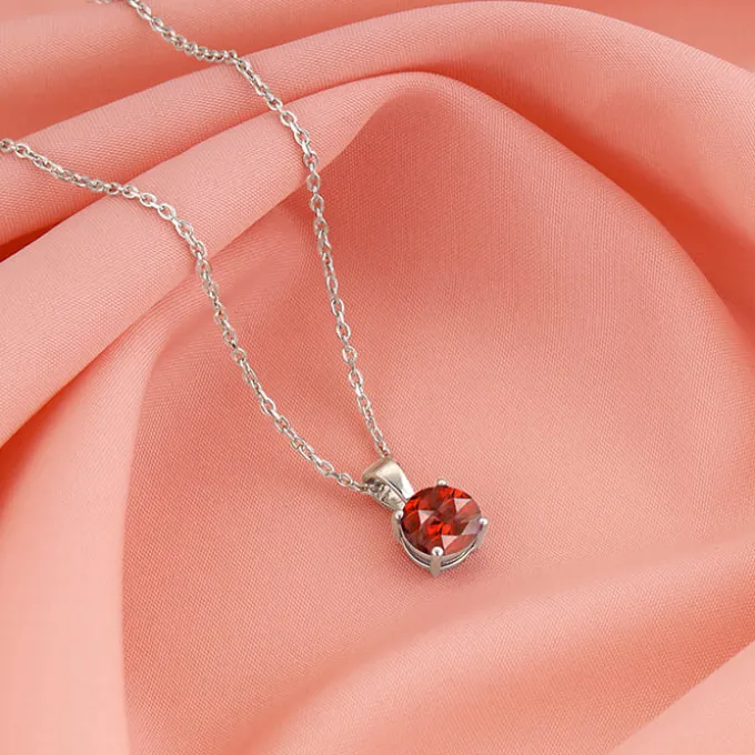 Silver Gracious Red Pendant with Link Chain