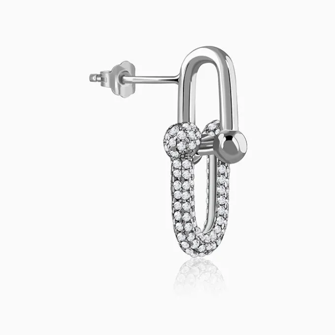 Silver Graduated Link Earrings