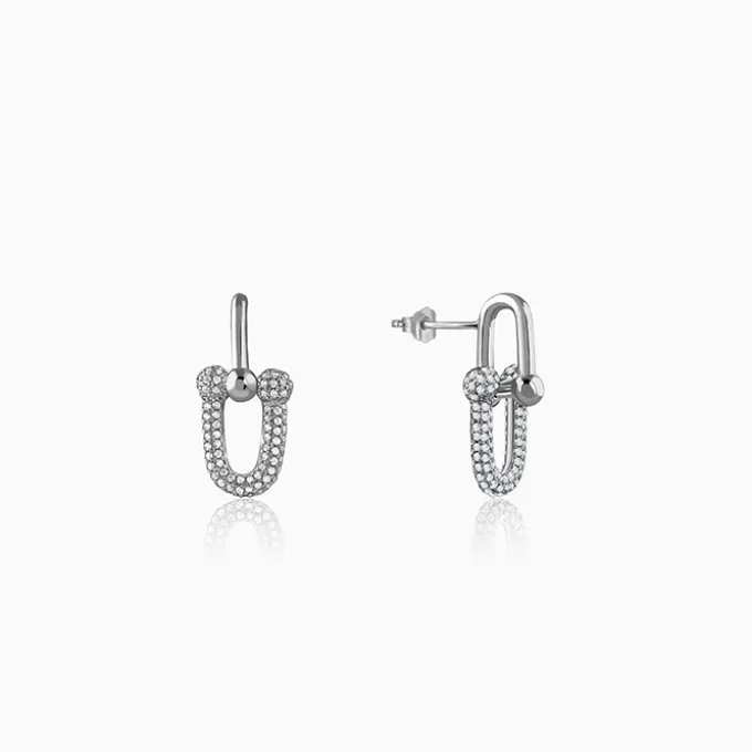 Silver Graduated Link Earrings
