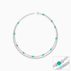 Silver Green Glimmer Anklet
