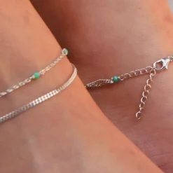 Silver Green Glimmer Anklet