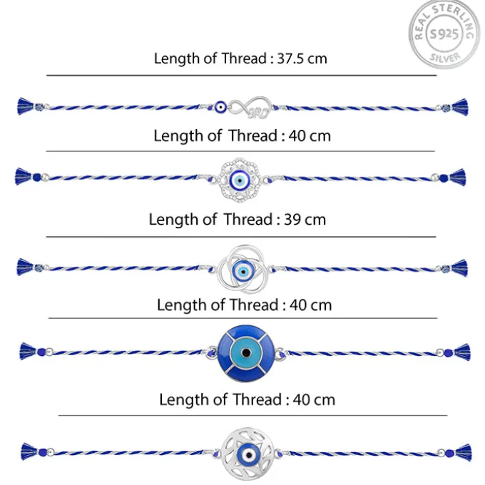 Silver Guardian Gaze Rakhi Combo (Set of 5)
