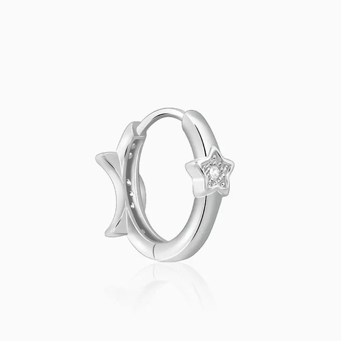 Silver Half Moon Hoop Earrings