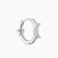 Silver Half Moon Hoop Earrings