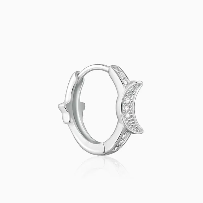 Silver Half Moon Hoop Earrings