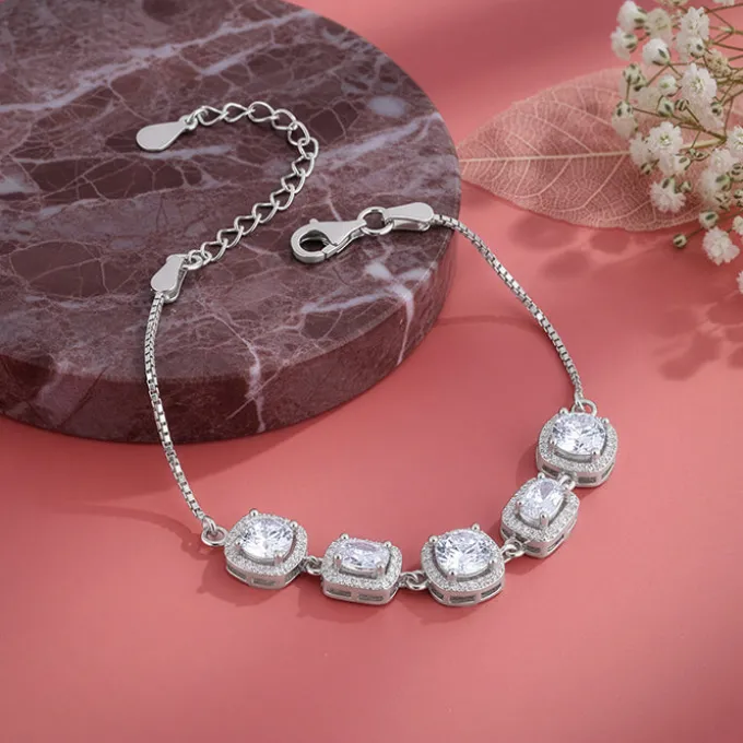 Silver Haloed Elegance Bracelet