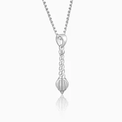 Silver Hanuman Gada Pendant with Box Chain For Him