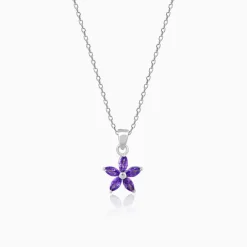 Silver Healing Flower Pendant With Link Chain