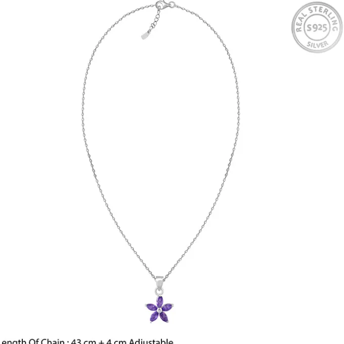 Silver Healing Flower Pendant With Link Chain