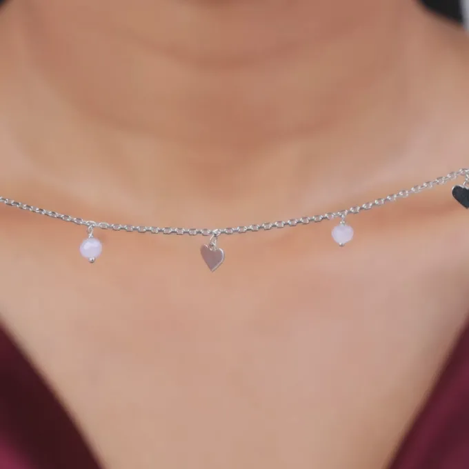 Silver Heart & Halo Necklace