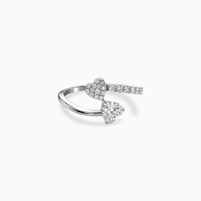Silver Heart Bypass Shimmer Ring (Size 12)