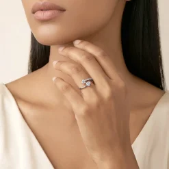 Silver Heart Bypass Shimmer Ring (Size 12)