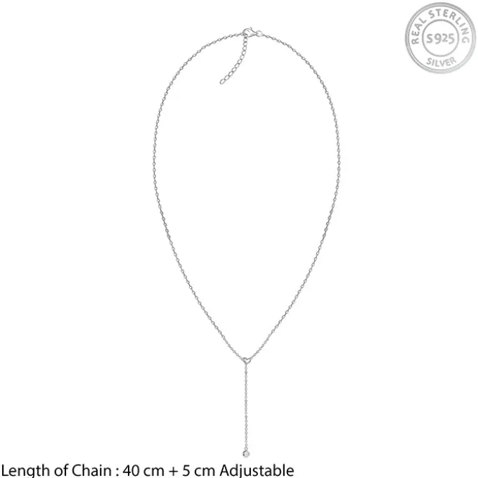 Silver Heart Drip Lariat Necklace