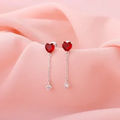 Silver Heart Drop Danglers