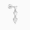 Silver Heart Drop Ear Piercings