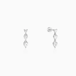 Silver Heart Drop Ear Piercings