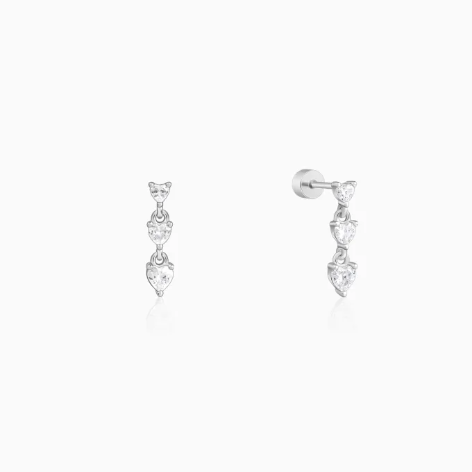 Silver Heart Drop Ear Piercings