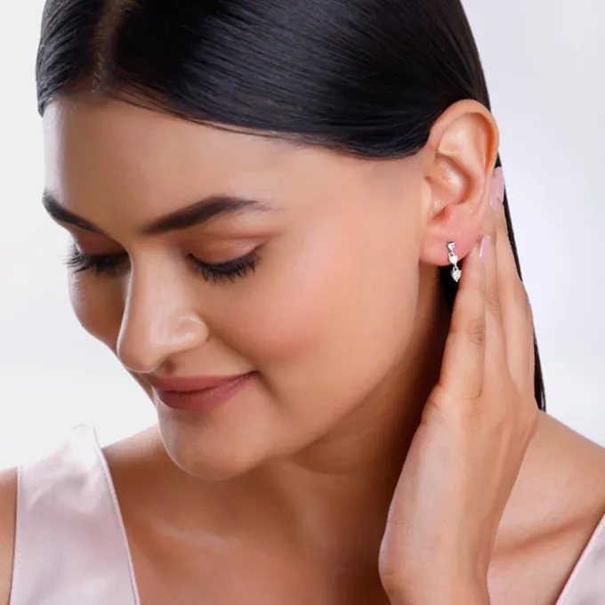 Silver Heart Drop Ear Piercings