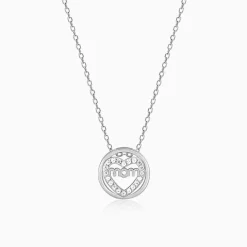 Silver Heart MOM Necklace