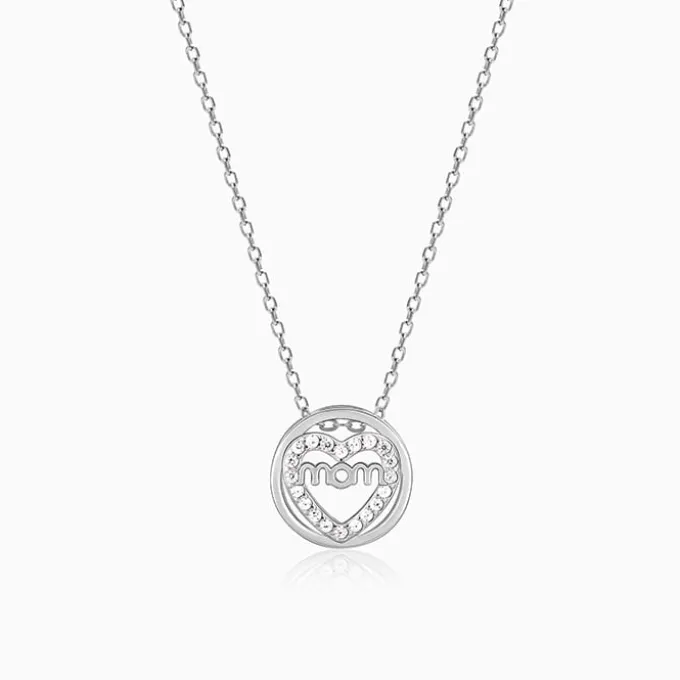Silver Heart MOM Necklace
