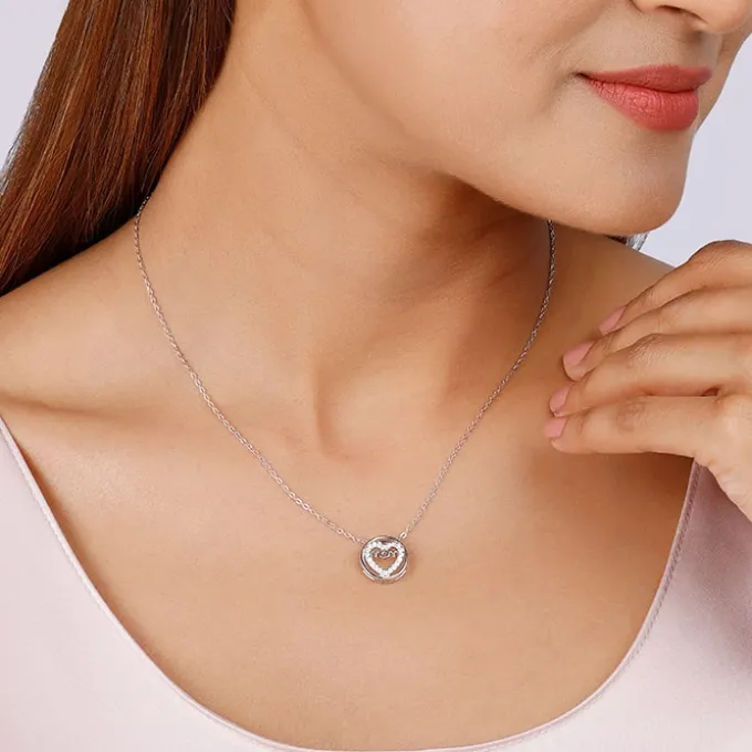 Silver Heart MOM Necklace