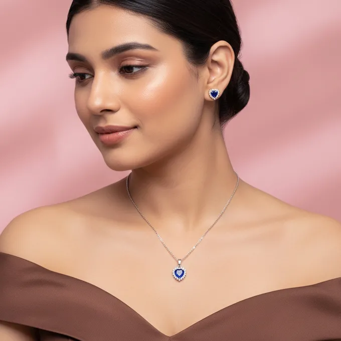 Silver Heart Of The Ocean Set