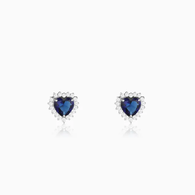 Silver Heart Of The Ocean Studs