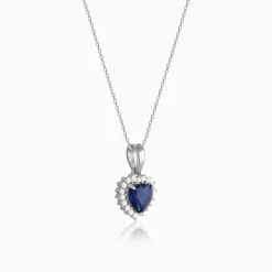 Silver Heart Of The Ocean Pendant With Link Chain