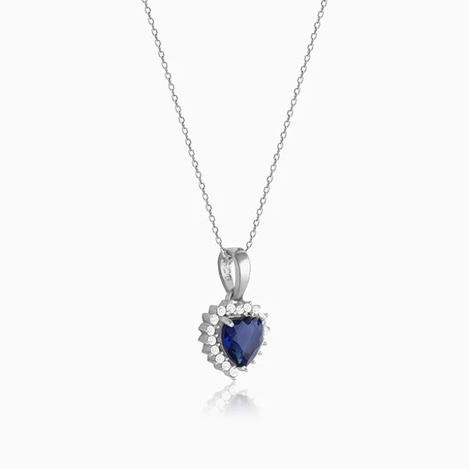 Silver Heart Of The Ocean Pendant With Link Chain