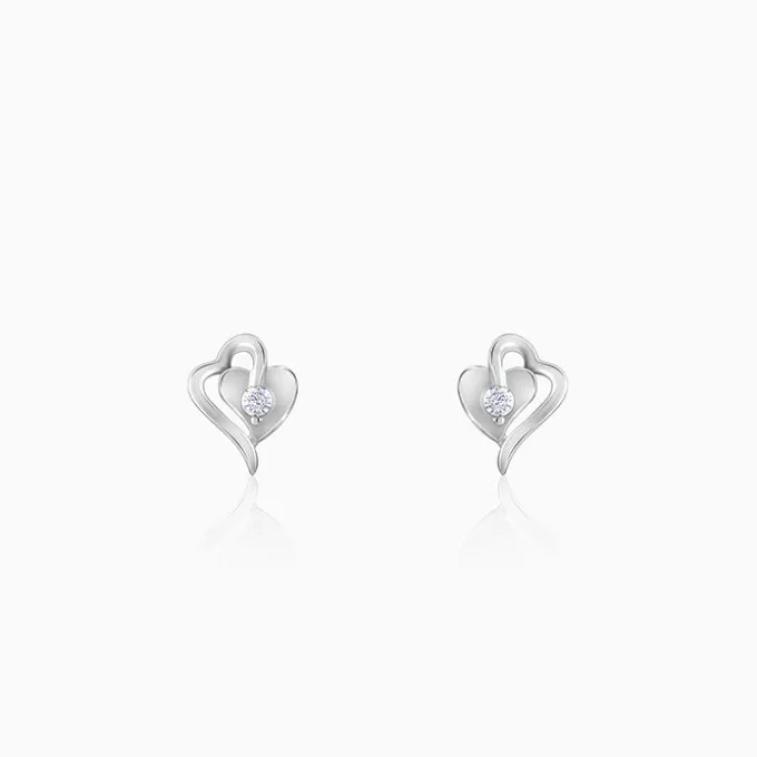 Silver Heart Studs