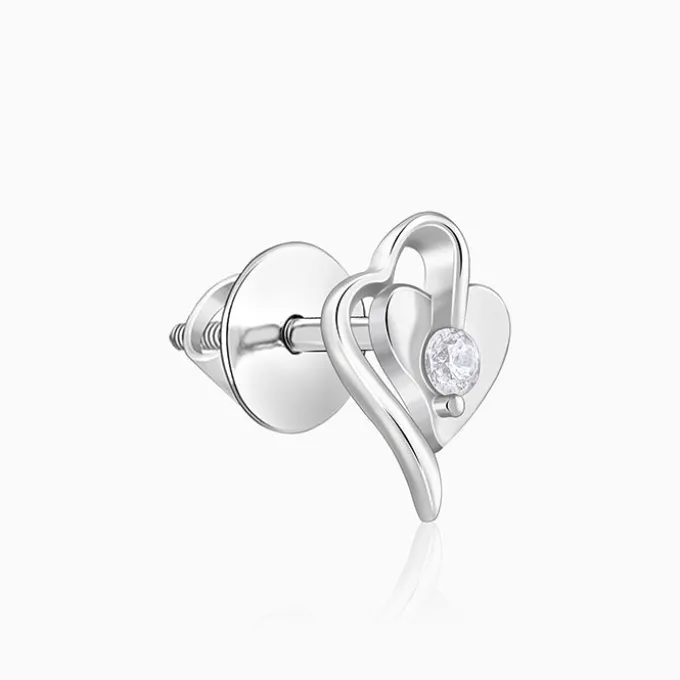 Silver Heart Studs