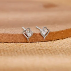 Silver Heart Studs
