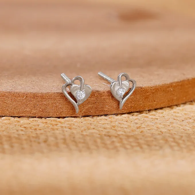 Silver Heart Studs
