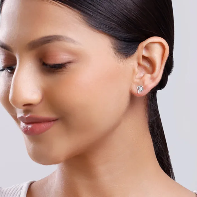 Silver Heart Studs