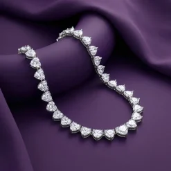 Silver Heart Tennis Necklace