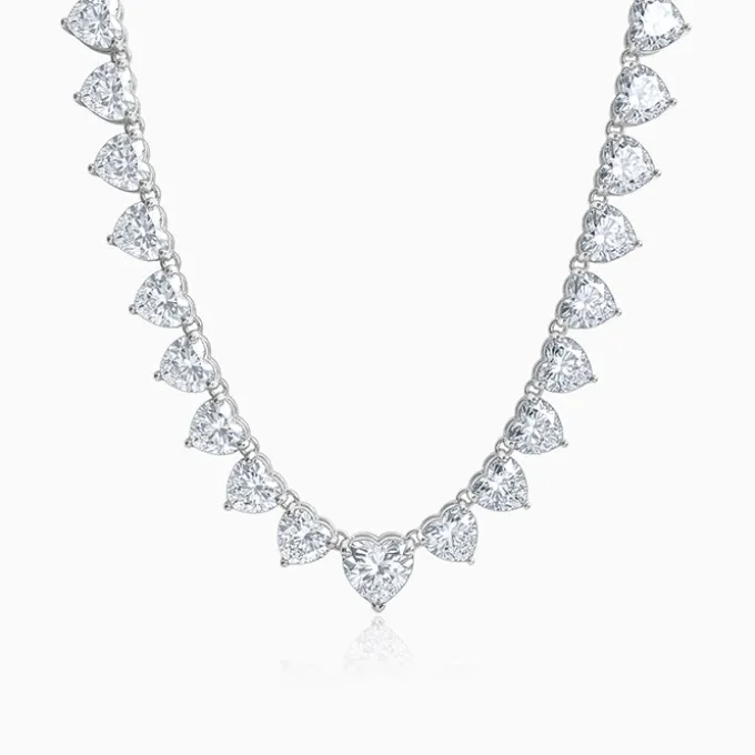 Silver Heart Tennis Necklace
