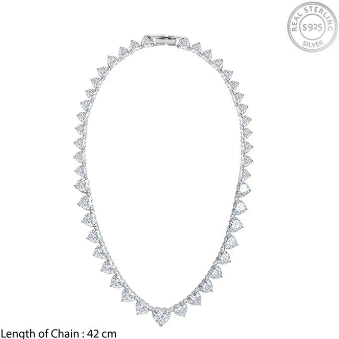Silver Heart Tennis Necklace