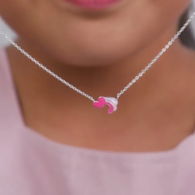 Silver Heart Wings Kids Necklace
