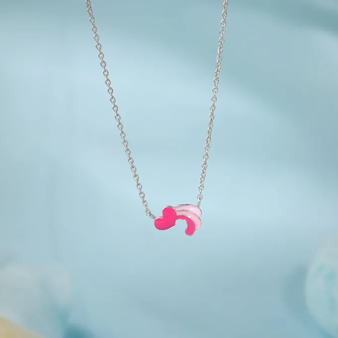 Silver Heart Wings Kids Necklace