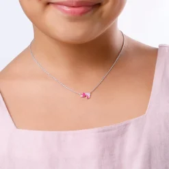 Silver Heart Wings Kids Necklace