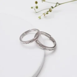 Silver Heartbeat Couple Rings