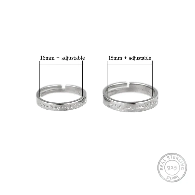 Silver Heartbeat Couple Rings
