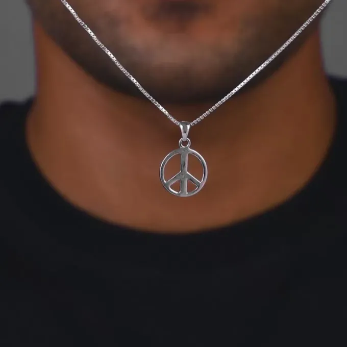 Silver Heavenly Peace Pendant With Box Chain For Him