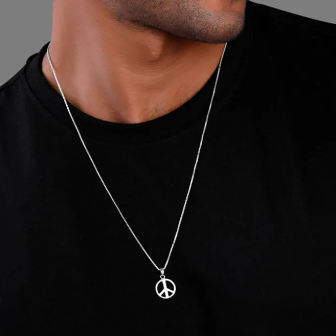 Silver Heavenly Peace Pendant With Box Chain For Him